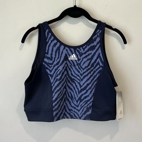Adidas cropped athletic top size L NWT blue and purple scooped back with mesh - Picture 3 of 13